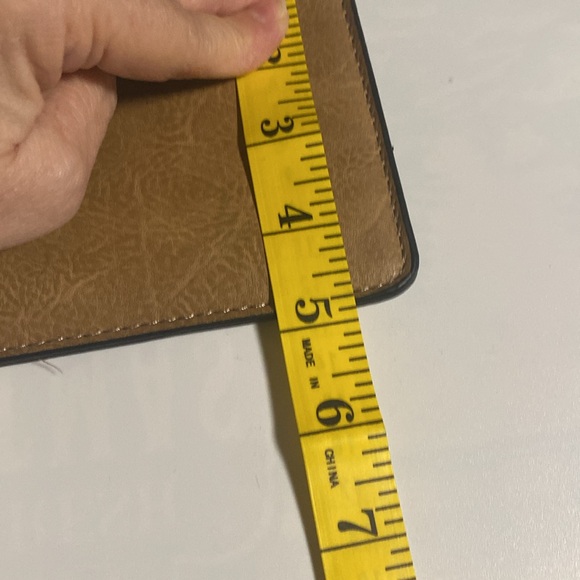 Montana West Leather Wristlet Carmel Tan with Gold Tone Hardware and black trim - Picture 7 of 7